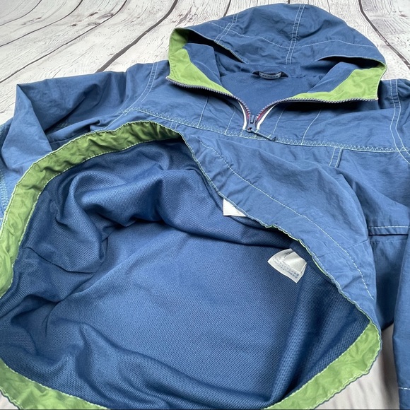 LANDS' END boys hooded zipper pullover windbreaker jacket pockets, sz L or 6X-7 - Picture 10 of 14